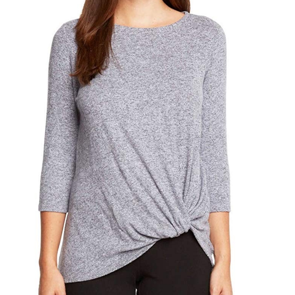 Maddy M XS Heather Grey Tie-Front Sweater